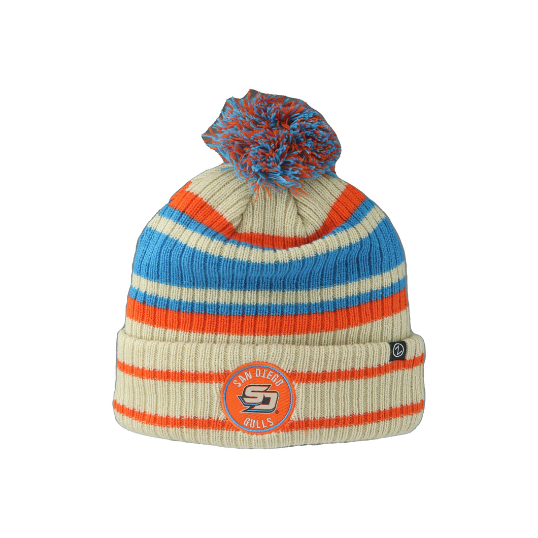 San Diego Gulls Striped Pom Beanie