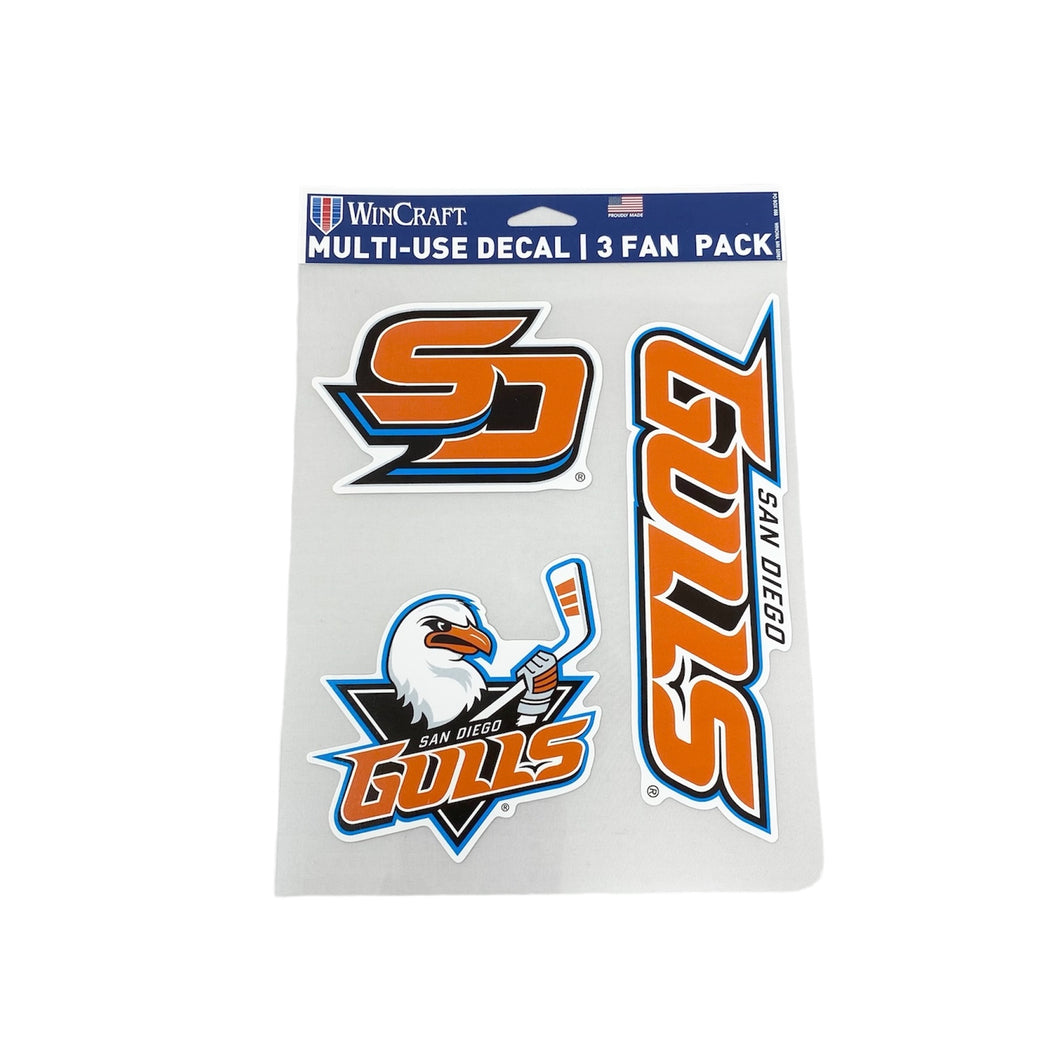 San Diego Gulls 3-Pk Decal